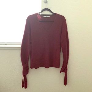 Burgundy sweater with cuff detailing